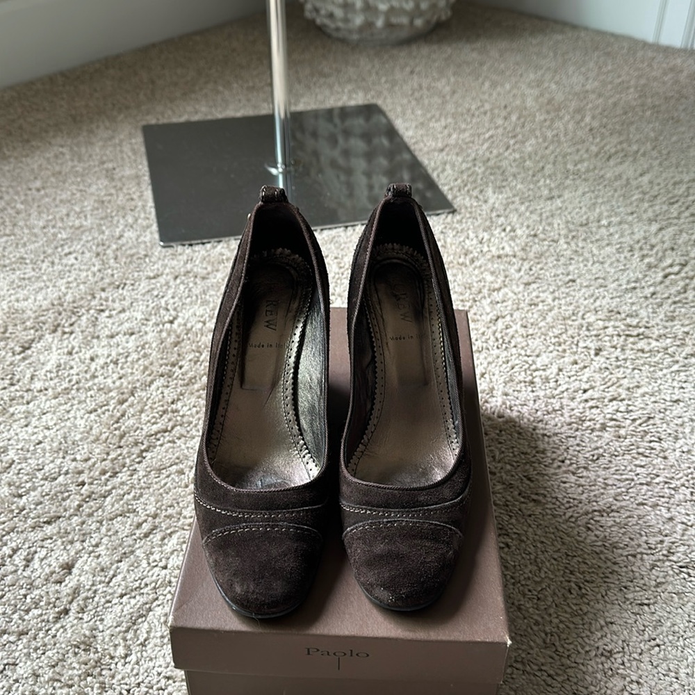 8 - Jcrew dark brown suede wedge